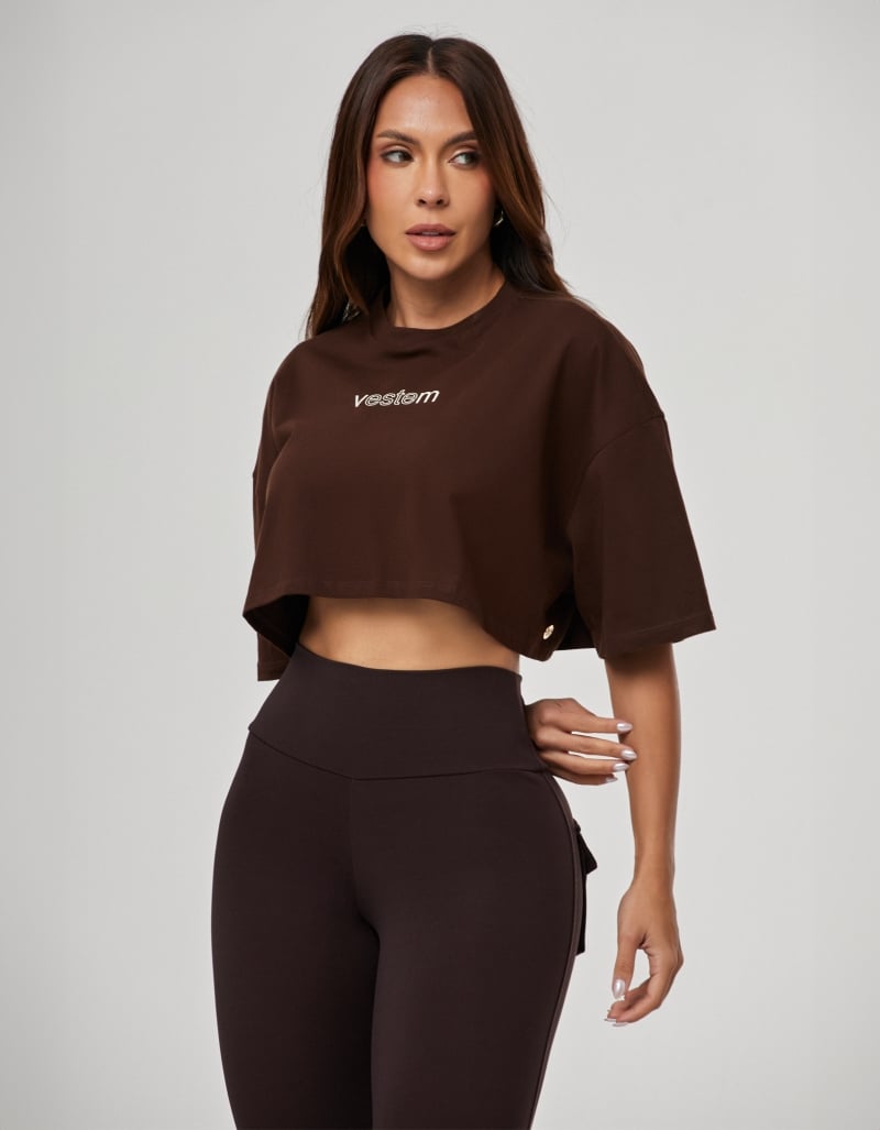 Legacy Women’s Cropped T-Shirt – Brown Mousse