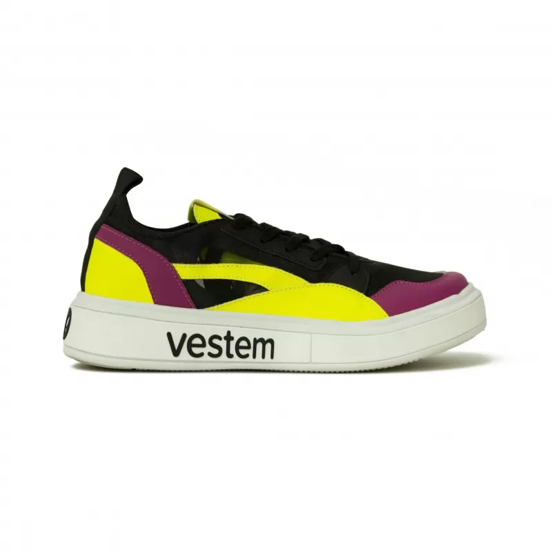 Frida Multicolor Black & Neon Yellow Sneakers