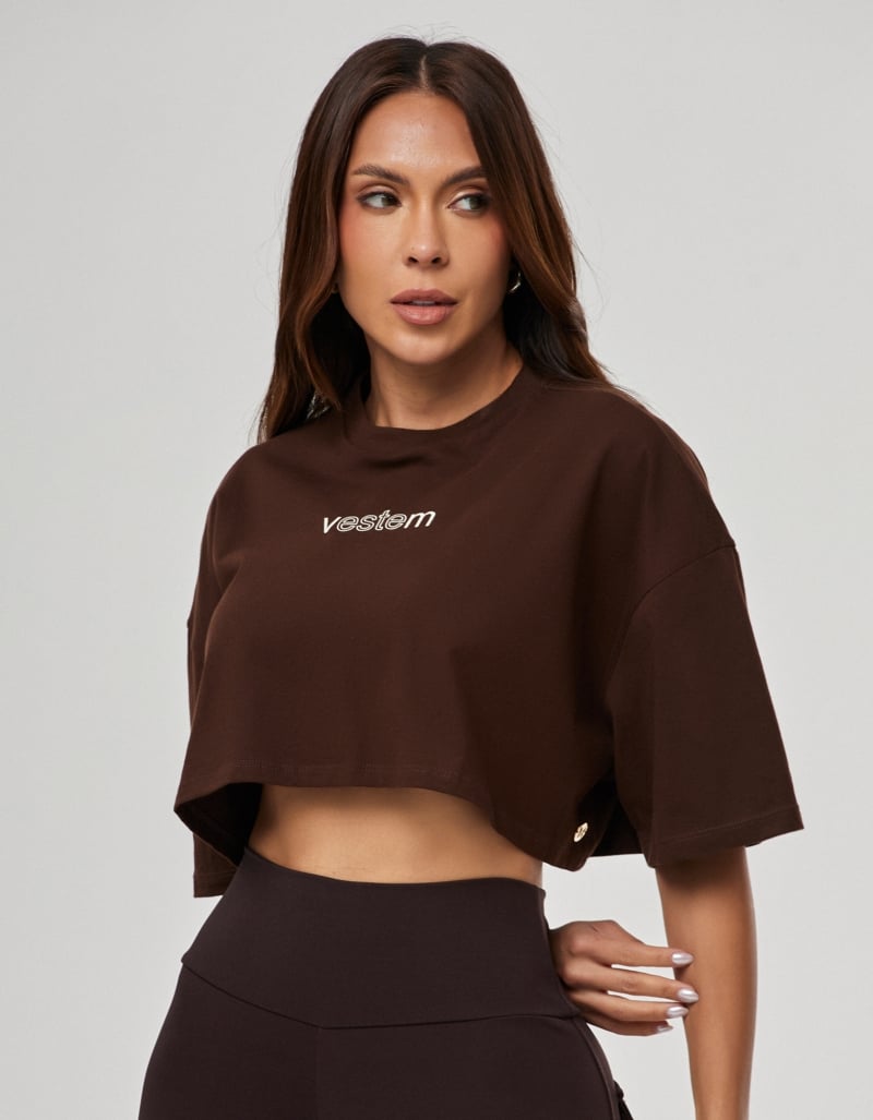 Legacy Women’s Cropped T-Shirt – Brown Mousse