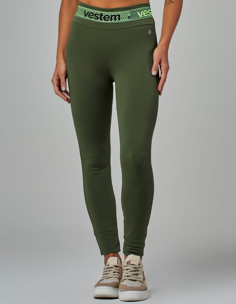 Hera Women’s Elastic Waist Leggings – Crocodile Green