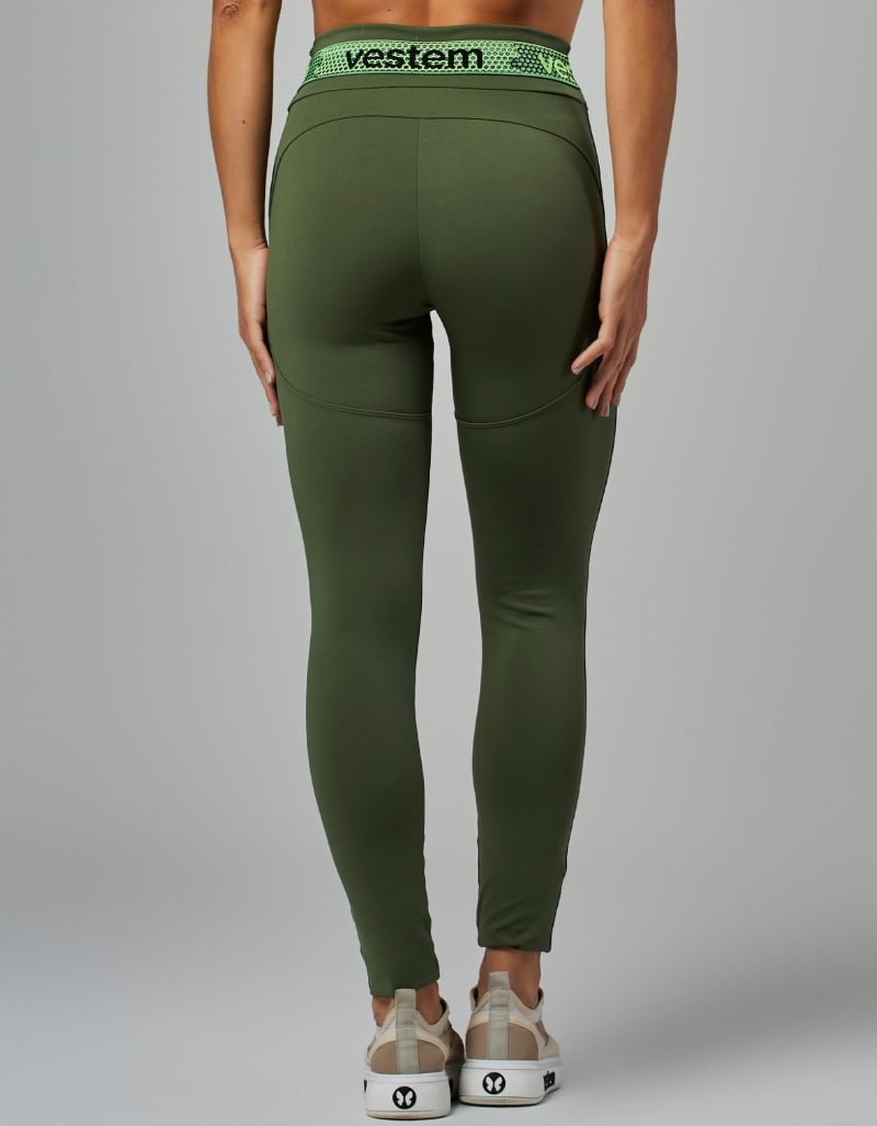 Hera Women’s Elastic Waist Leggings – Crocodile Green