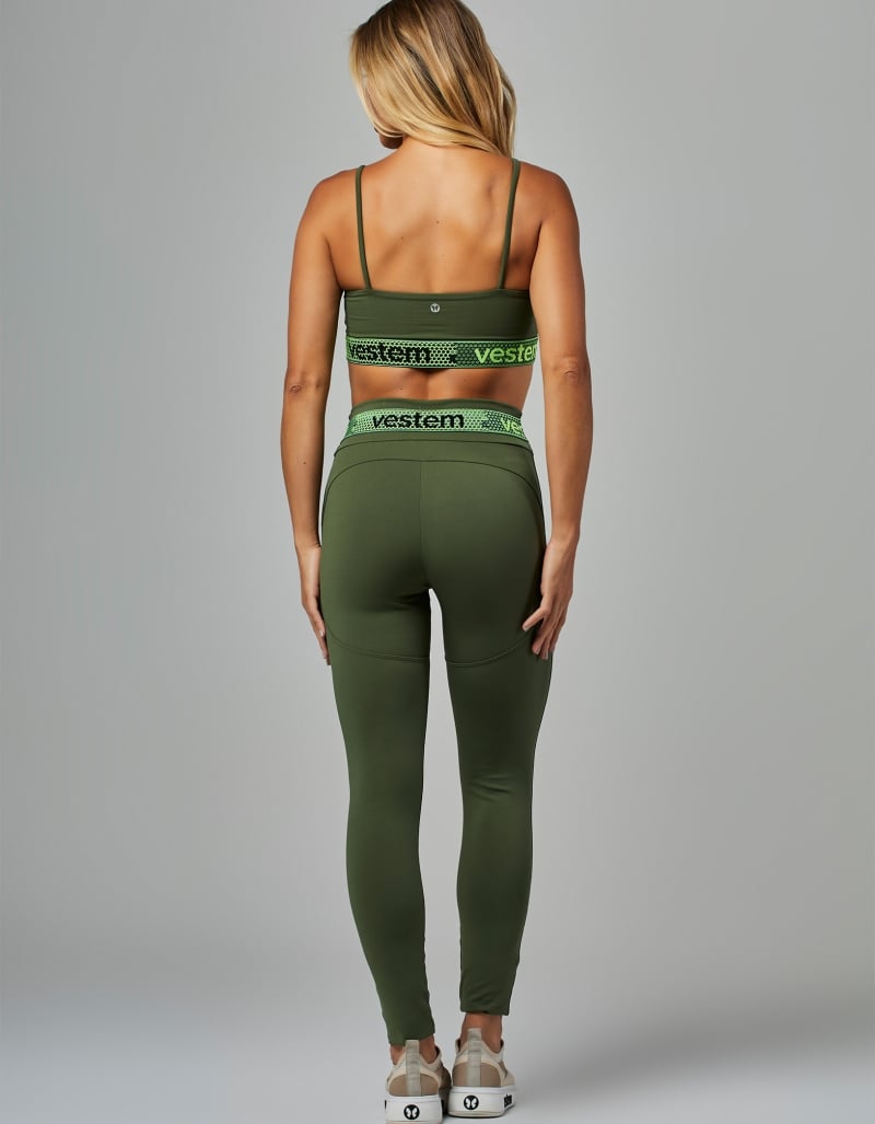Hera Women’s Elastic Waist Leggings – Crocodile Green