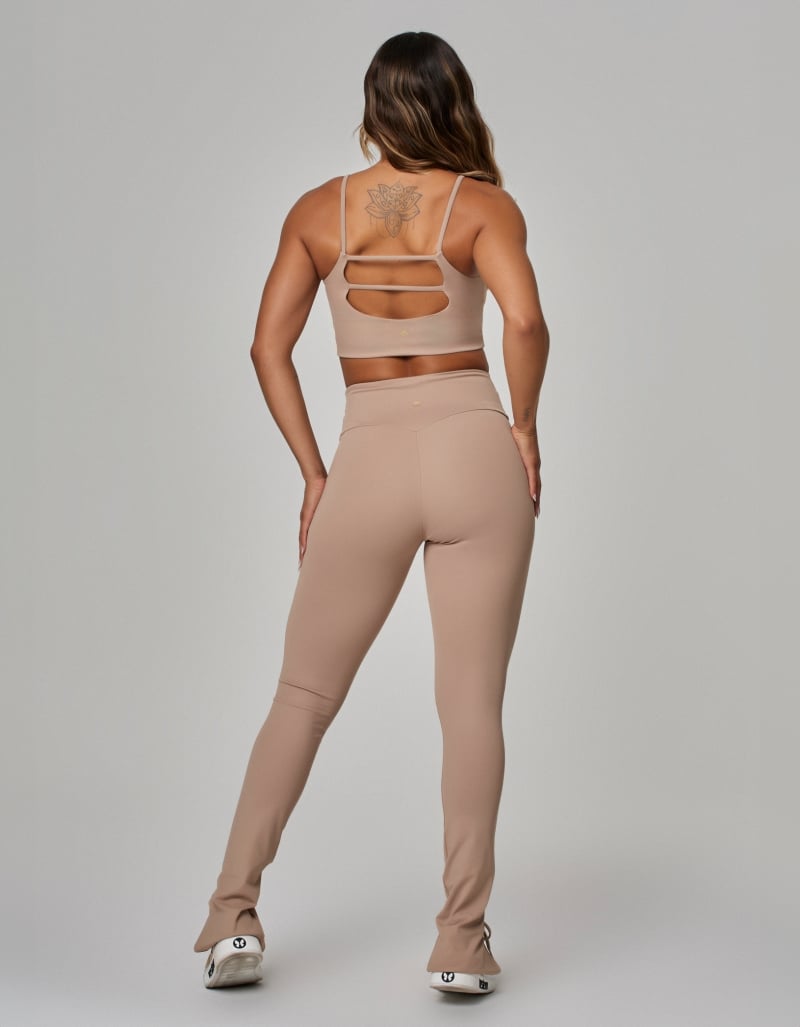 Luxe Slit Legging – Khaki Beige