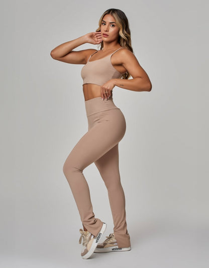 Luxe Slit Legging – Khaki Beige