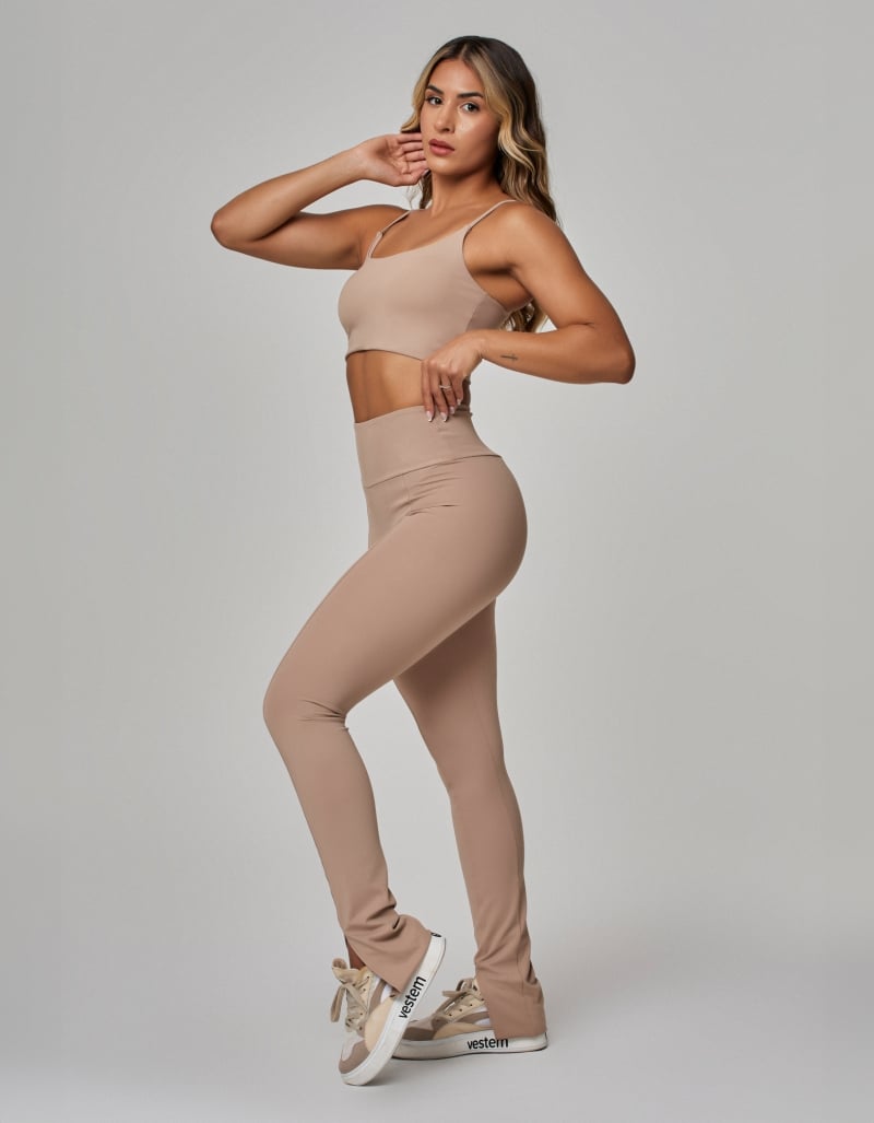 Luxe Slit Legging – Khaki Beige