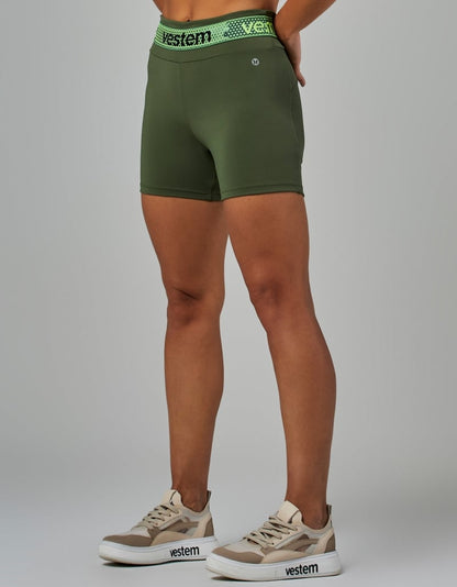 Hera Women’s Elastic Shorts – Crocodile Green