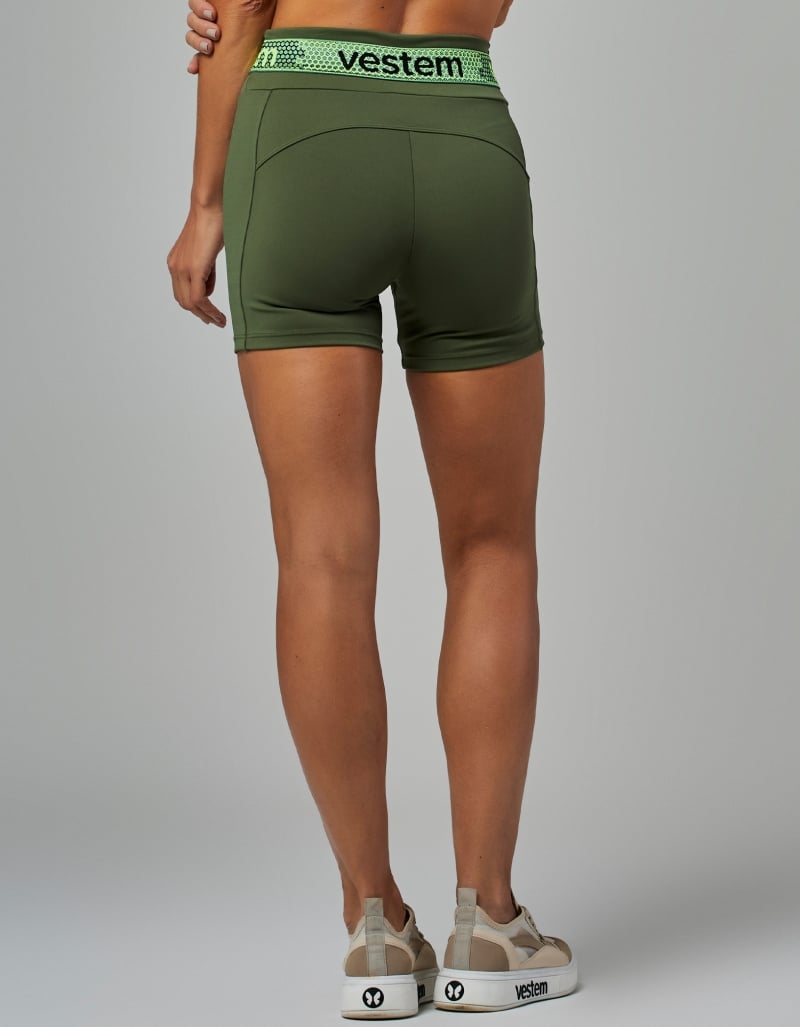 Hera Women’s Elastic Shorts – Crocodile Green