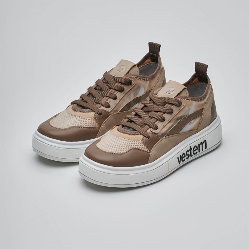Frida Multicolor Cocoa Brown & Oat Beige Sneakers