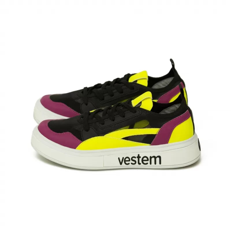Frida Multicolor Black & Neon Yellow Sneakers