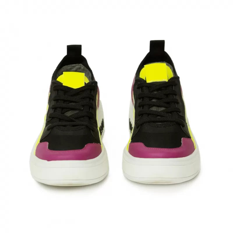 Frida Multicolor Black & Neon Yellow Sneakers