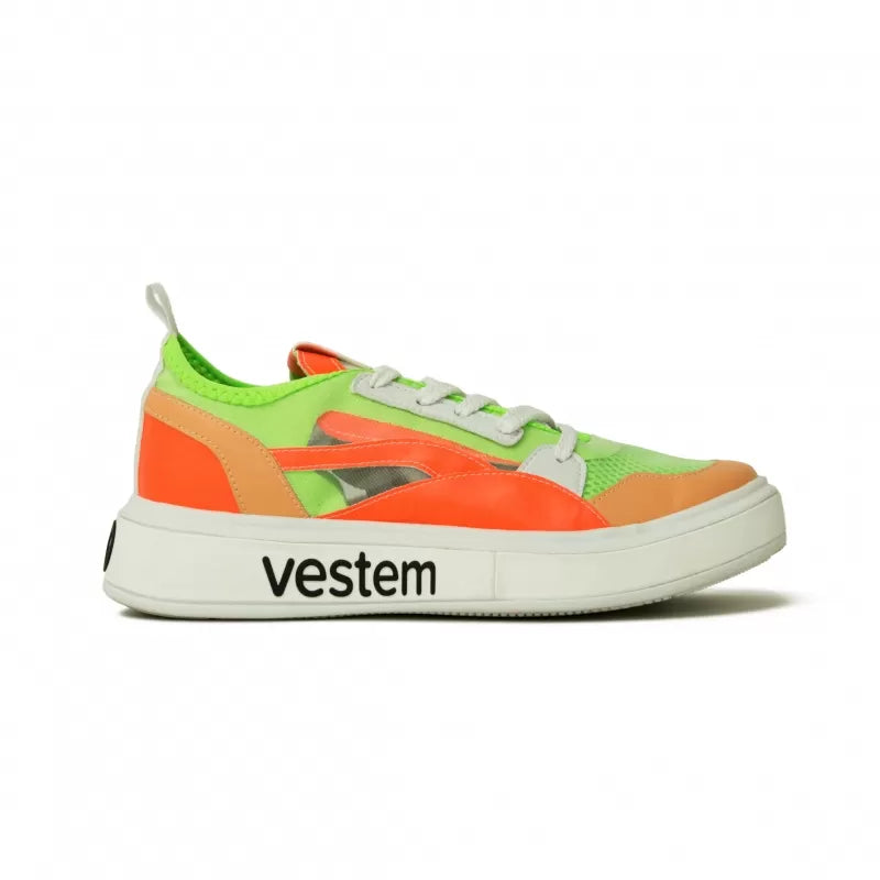 Frida Multicolor Neon Green & Orange Sneakers