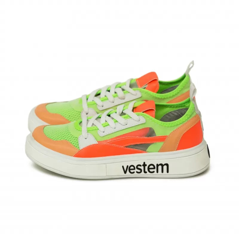 Frida Multicolor Neon Green & Orange Sneakers