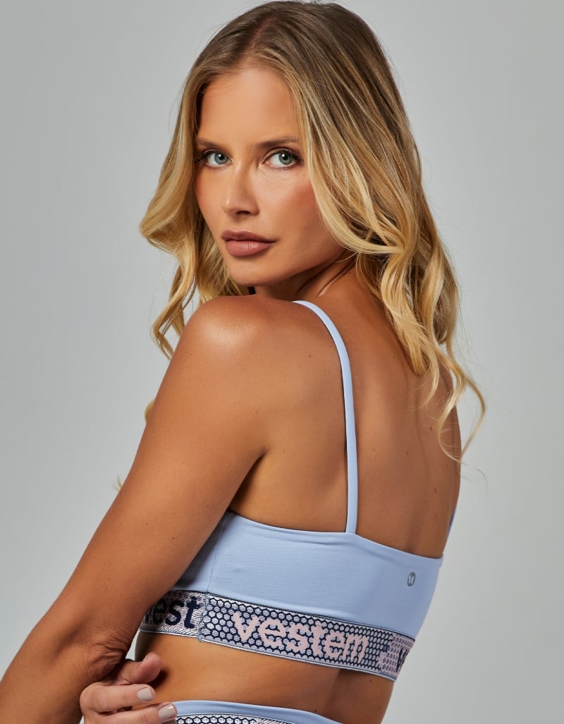 Hera Women’s Medium-Support Elastic Top – Blue Garoa